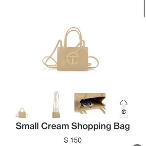 Small cream telfar bag NWT with dust bag and receipt and box